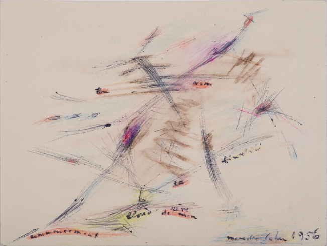 Marcelle Cahn, "Sans titre" (dessin-poème) [Senza titolo (disegno-poesia)], 1956